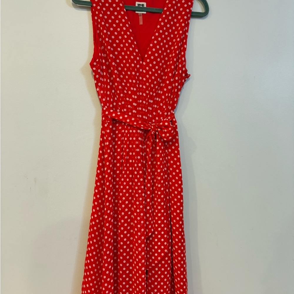 Red Polka Dot Sleeveless Dress
